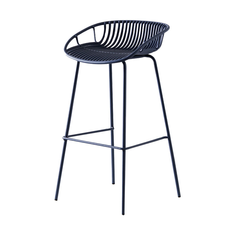 Nordic Metal Low Back Barstool Simple Indoor Tall Stool with Plastic Seat Blue 1 Piece Clearhalo 'Bar Furniture' 'Bar Stools' 'bar_stools' 'furn' 'furn_bar_stools' 'furniture_bar_stools' 'Kitchen & Dining Furniture' 'kitchen&dining_furn' 'kitchen' 'kitchen_furn' Furniture' 4615459