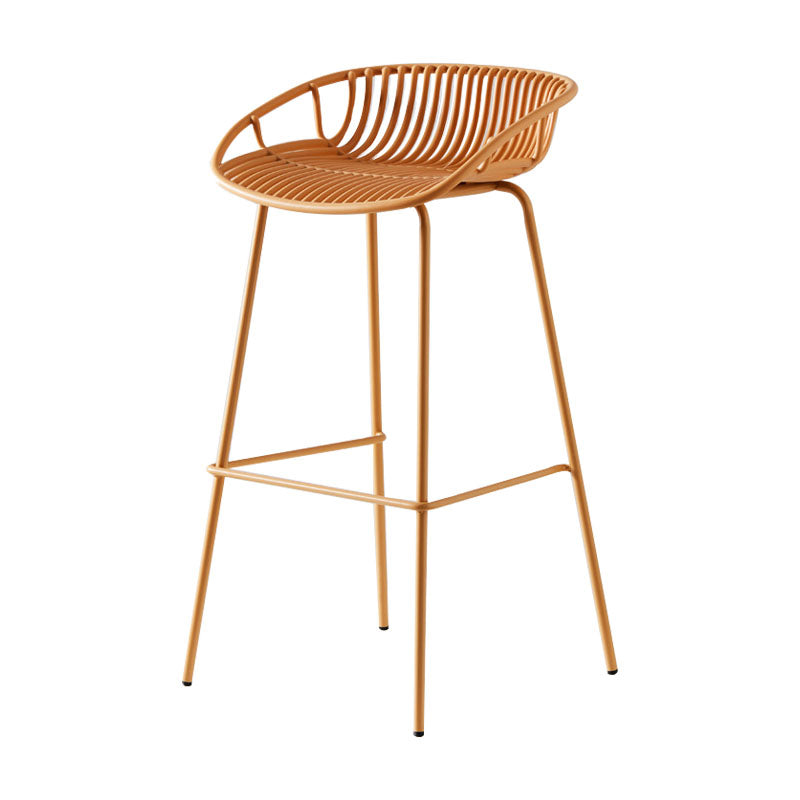 Nordic Metal Low Back Barstool Simple Indoor Tall Stool with Plastic Seat Yellow 1 Piece Clearhalo 'Bar Furniture' 'Bar Stools' 'bar_stools' 'furn' 'furn_bar_stools' 'furniture_bar_stools' 'Kitchen & Dining Furniture' 'kitchen&dining_furn' 'kitchen' 'kitchen_furn' Furniture' 4615462