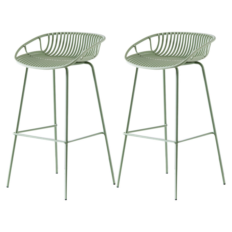 Nordic Metal Low Back Barstool Simple Indoor Tall Stool with Plastic Seat Green 2 Piece Set Clearhalo 'Bar Furniture' 'Bar Stools' 'bar_stools' 'furn' 'furn_bar_stools' 'furniture_bar_stools' 'Kitchen & Dining Furniture' 'kitchen&dining_furn' 'kitchen' 'kitchen_furn' Furniture' 4615464