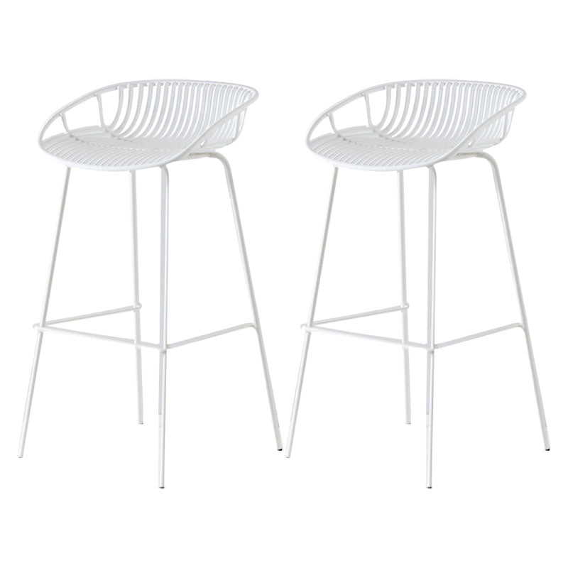 Nordic Metal Low Back Barstool Simple Indoor Tall Stool with Plastic Seat White 2 Piece Set Clearhalo 'Bar Furniture' 'Bar Stools' 'bar_stools' 'furn' 'furn_bar_stools' 'furniture_bar_stools' 'Kitchen & Dining Furniture' 'kitchen&dining_furn' 'kitchen' 'kitchen_furn' Furniture' 4615465