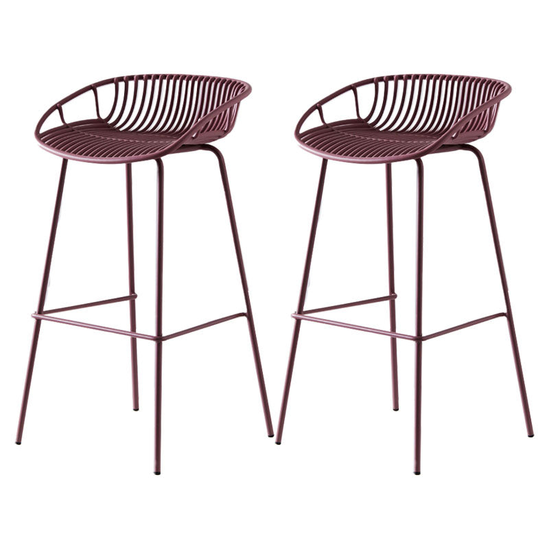 Nordic Metal Low Back Barstool Simple Indoor Tall Stool with Plastic Seat Purple 2 Piece Set Clearhalo 'Bar Furniture' 'Bar Stools' 'bar_stools' 'furn' 'furn_bar_stools' 'furniture_bar_stools' 'Kitchen & Dining Furniture' 'kitchen&dining_furn' 'kitchen' 'kitchen_furn' Furniture' 4615466