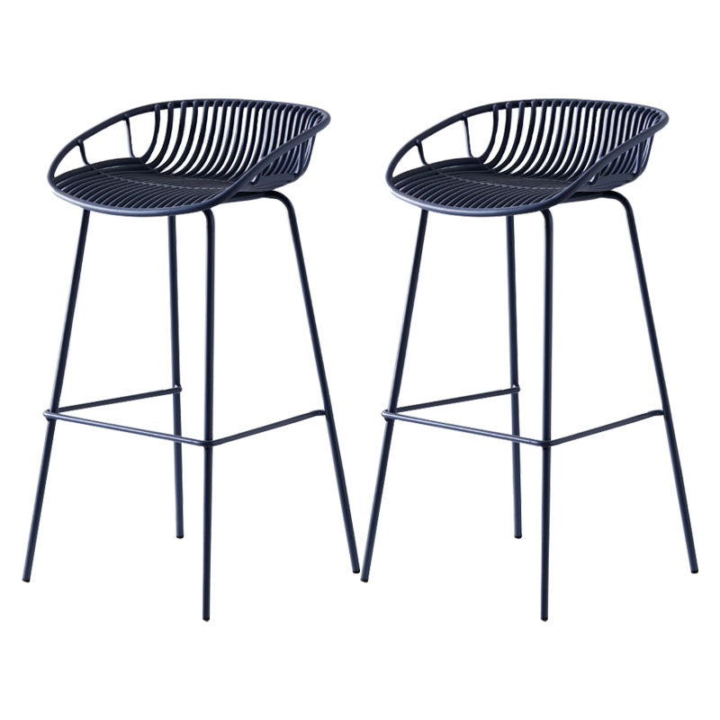 Nordic Metal Low Back Barstool Simple Indoor Tall Stool with Plastic Seat Blue 2 Piece Set Clearhalo 'Bar Furniture' 'Bar Stools' 'bar_stools' 'furn' 'furn_bar_stools' 'furniture_bar_stools' 'Kitchen & Dining Furniture' 'kitchen&dining_furn' 'kitchen' 'kitchen_furn' Furniture' 4615468