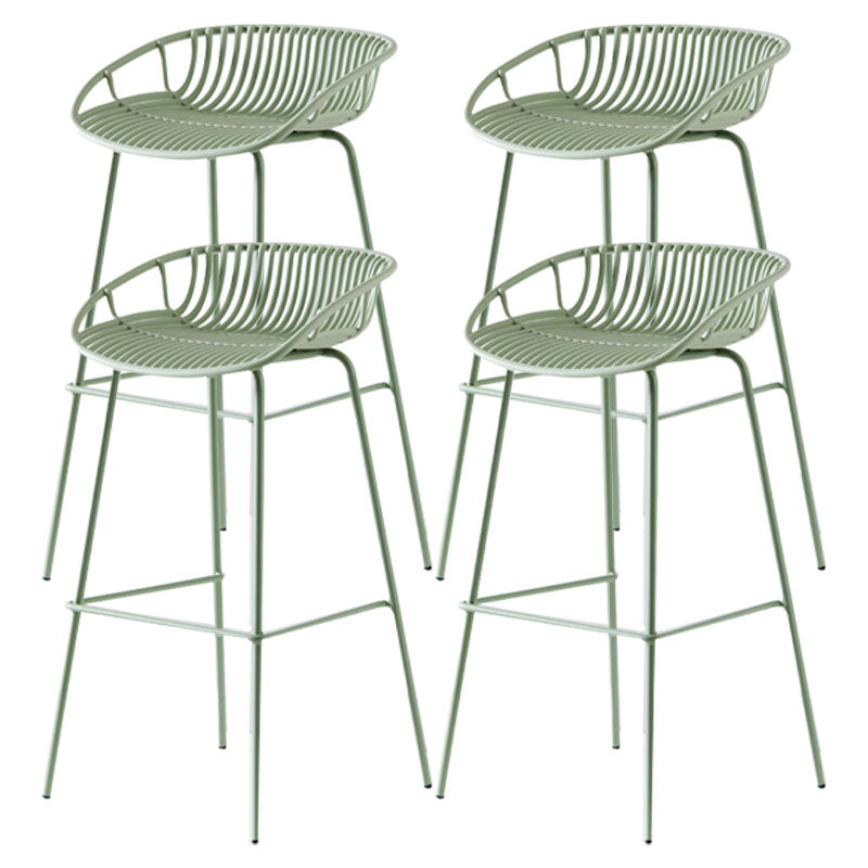 Nordic Metal Low Back Barstool Simple Indoor Tall Stool with Plastic Seat Green 4 Piece Set Clearhalo 'Bar Furniture' 'Bar Stools' 'bar_stools' 'furn' 'furn_bar_stools' 'furniture_bar_stools' 'Kitchen & Dining Furniture' 'kitchen&dining_furn' 'kitchen' 'kitchen_furn' Furniture' 4615471