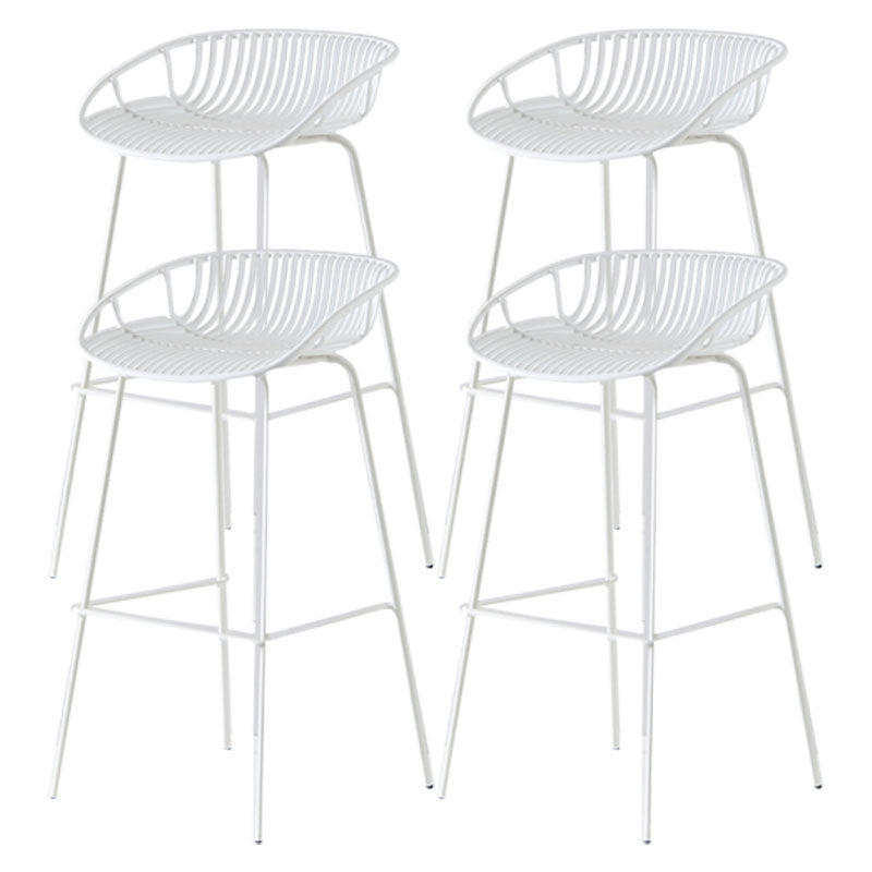 Nordic Metal Low Back Barstool Simple Indoor Tall Stool with Plastic Seat White 4 Piece Set Clearhalo 'Bar Furniture' 'Bar Stools' 'bar_stools' 'furn' 'furn_bar_stools' 'furniture_bar_stools' 'Kitchen & Dining Furniture' 'kitchen&dining_furn' 'kitchen' 'kitchen_furn' Furniture' 4615472
