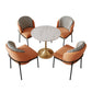 Glam Style 1/3/5 Pieces Dining Set with Stone Top Dining Furniture Set for Living Room 5 Pieces: Table, 4 Orange Chairs Clearhalo 'Dining Room Sets' 'Dining Tables & Seating' 'dining_room_set' 'furn' 'furn_dining_room_set' 'Furniture' 'furniture_dining_room_set' 'Kitchen & Dining Furniture' 'kitchen&dining_furn' 'kitchen' 4616281