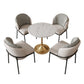 Glam Style 1/3/5 Pieces Dining Set with Stone Top Dining Furniture Set for Living Room 5 Pieces: Table, 4 Beige Chairs Clearhalo 'Dining Room Sets' 'Dining Tables & Seating' 'dining_room_set' 'furn' 'furn_dining_room_set' 'Furniture' 'furniture_dining_room_set' 'Kitchen & Dining Furniture' 'kitchen&dining_furn' 'kitchen' 4616282