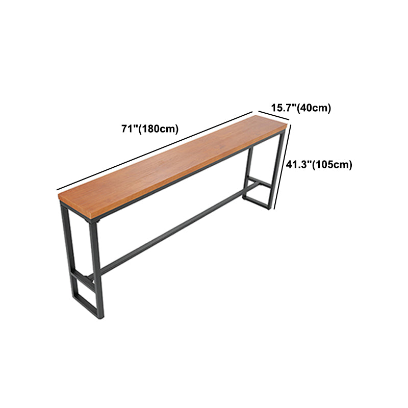 Brown Modern Style Bar Table Solid Wood and Metal Balcony Bar Table Clearhalo 'Bar Furniture' 'Bar Tables' 'bar_tables' 'furn' 'furn_bar_tables' 'Furniture' 'furniture_bar_tables' 'Kitchen & Dining Furniture' 4619935