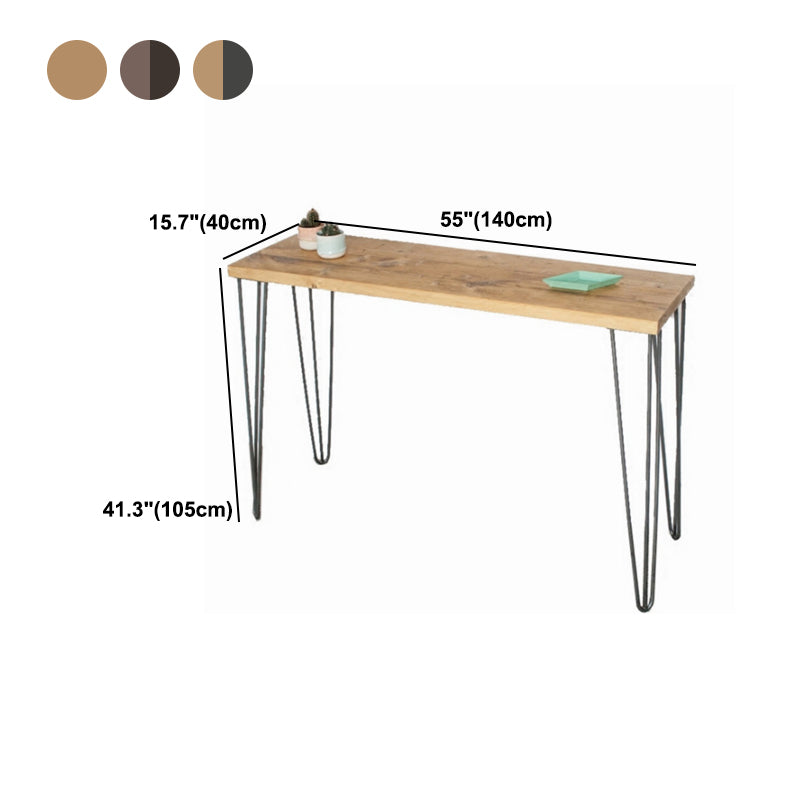 Light Brown Modern Style Bar Table in Metal and Wood Milk Tea Shop Bar Clearhalo 'Bar Furniture' 'Bar Tables' 'bar_tables' 'furn' 'furn_bar_tables' 'Furniture' 'furniture_bar_tables' 'Kitchen & Dining Furniture' 4619945