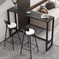 Black Glam Style Bar Table in Iron Top and Faux Marble Milk Tea Shop Bar Table 70.9"L x 15.7"W x 41.3"H Black Without Chairs Clearhalo 'Bar Furniture' 'Bar Tables' 'bar_tables' 'furn' 'furn_bar_tables' 'Furniture' 'furniture_bar_tables' 'Kitchen & Dining Furniture' 4619946