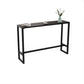 Black Glam Style Bar Table in Iron Top and Faux Marble Milk Tea Shop Bar Table 47.2"L x 15.7"W x 41.3"H Black Without Chairs Clearhalo 'Bar Furniture' 'Bar Tables' 'bar_tables' 'furn' 'furn_bar_tables' 'Furniture' 'furniture_bar_tables' 'Kitchen & Dining Furniture' 4619947