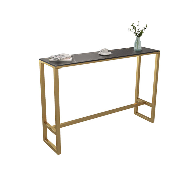 Black Glam Style Bar Table in Iron Top and Faux Marble Milk Tea Shop Bar Table Gold Without Chairs Clearhalo 'Bar Furniture' 'Bar Tables' 'bar_tables' 'furn' 'furn_bar_tables' 'Furniture' 'furniture_bar_tables' 'Kitchen & Dining Furniture' 4619949