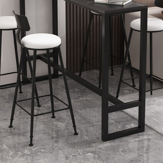 Black Glam Style Bar Table in Iron Top and Faux Marble Milk Tea Shop Bar Table Clearhalo 'Bar Furniture' 'Bar Tables' 'bar_tables' 'furn' 'furn_bar_tables' 'Furniture' 'furniture_bar_tables' 'Kitchen & Dining Furniture' 4619953