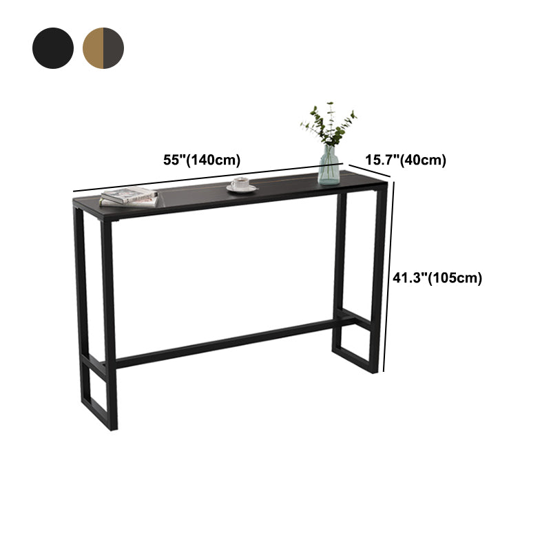 Black Glam Style Bar Table in Iron Top and Faux Marble Milk Tea Shop Bar Table Clearhalo 'Bar Furniture' 'Bar Tables' 'bar_tables' 'furn' 'furn_bar_tables' 'Furniture' 'furniture_bar_tables' 'Kitchen & Dining Furniture' 4619955