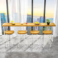 Brown Modern Style Bar Table in Solid Wood and Metal Balcony Bar Table 86.6"L x 15.7"W x 41.3"H Without Chairs Clearhalo 'Bar Furniture' 'Bar Tables' 'bar_tables' 'furn' 'furn_bar_tables' 'Furniture' 'furniture_bar_tables' 'Kitchen & Dining Furniture' 4619964