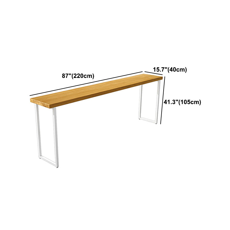 Brown Modern Style Bar Table in Solid Wood and Metal Balcony Bar Table Clearhalo 'Bar Furniture' 'Bar Tables' 'bar_tables' 'furn' 'furn_bar_tables' 'Furniture' 'furniture_bar_tables' 'Kitchen & Dining Furniture' 4619968