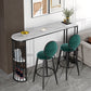 Marble Patio Bar Table with Specialty Table Top Double Pedestal Table - 41.3" H 63"L x 15.7"W x 41.3"H White-Black Without Chairs Clearhalo 'Bar Furniture' 'Bar Tables' 'bar_tables' 'furn' 'furn_bar_tables' 'Furniture' 'furniture_bar_tables' 'Kitchen & Dining Furniture' 4619979