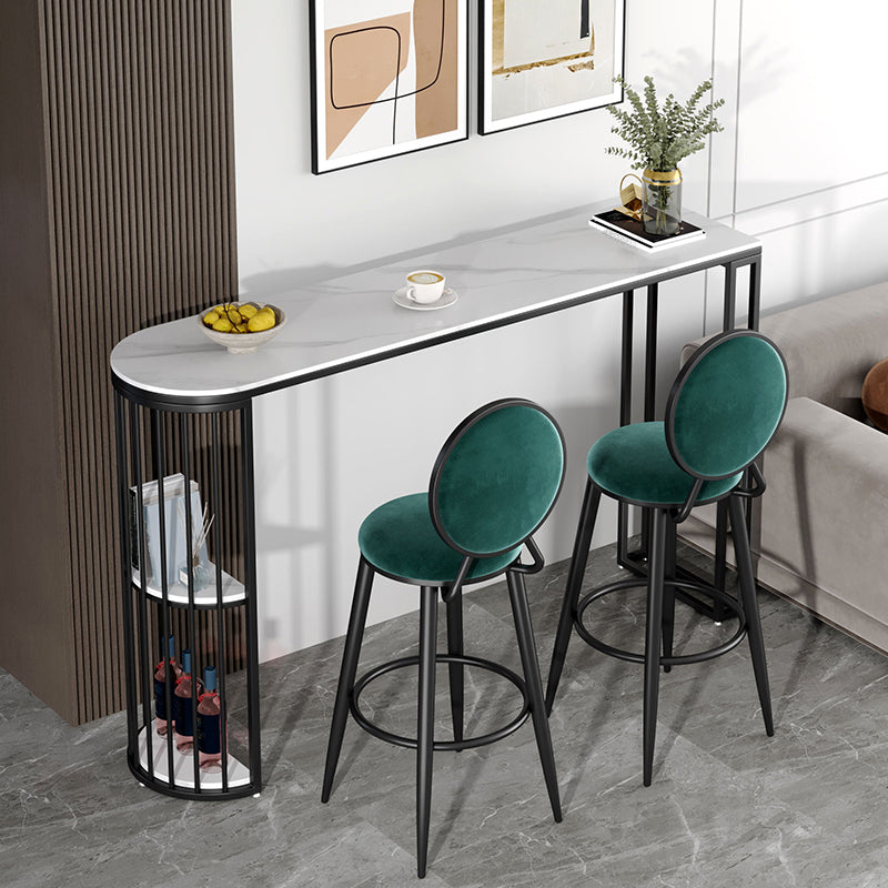 Marble Patio Bar Table with Specialty Table Top Double Pedestal Table - 41.3" H 63"L x 15.7"W x 41.3"H White-Black Without Chairs Clearhalo 'Bar Furniture' 'Bar Tables' 'bar_tables' 'furn' 'furn_bar_tables' 'Furniture' 'furniture_bar_tables' 'Kitchen & Dining Furniture' 4619979