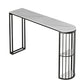 Marble Patio Bar Table with Specialty Table Top Double Pedestal Table - 41.3" H White-Black Without Chairs Clearhalo 'Bar Furniture' 'Bar Tables' 'bar_tables' 'furn' 'furn_bar_tables' 'Furniture' 'furniture_bar_tables' 'Kitchen & Dining Furniture' 4619980