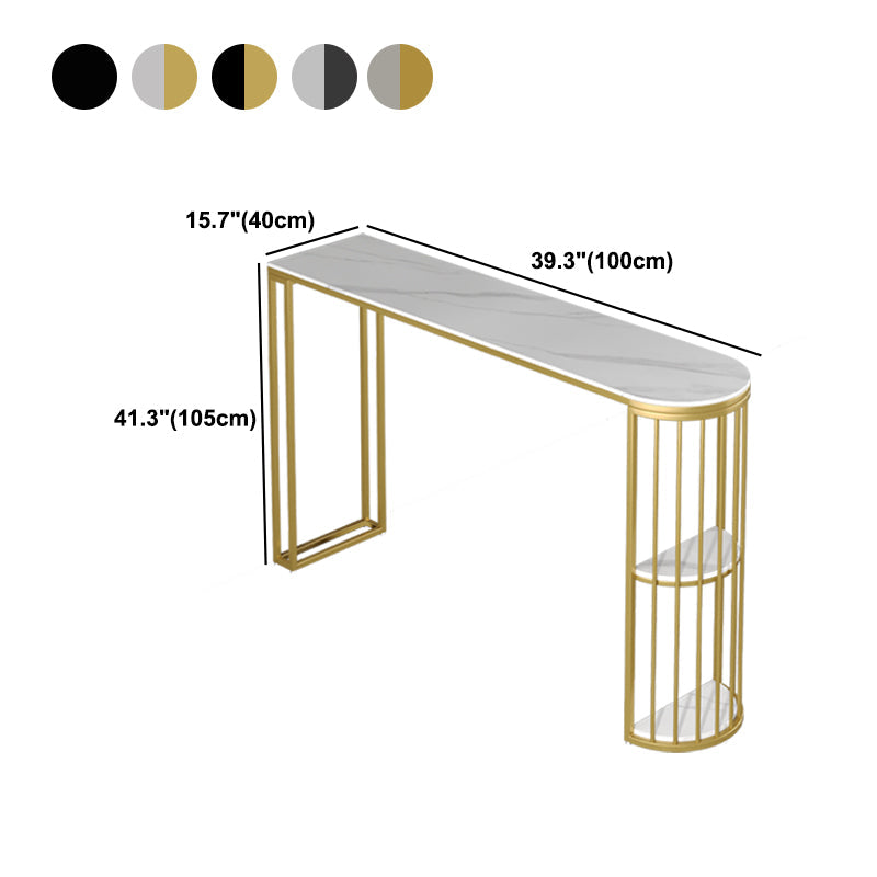 Marble Patio Bar Table with Specialty Table Top Double Pedestal Table - 41.3" H Clearhalo 'Bar Furniture' 'Bar Tables' 'bar_tables' 'furn' 'furn_bar_tables' 'Furniture' 'furniture_bar_tables' 'Kitchen & Dining Furniture' 4619987