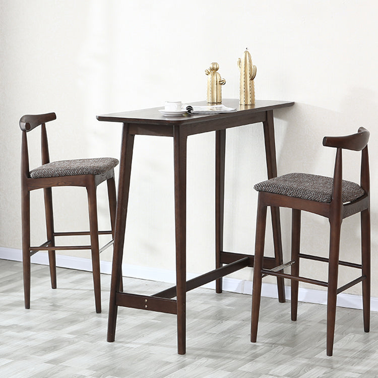 Wood Counter Height Table with Rectangle Table Top Trestle Table - 41.3" H 39.4"L x 17.7"W x 41.3"H Walnut Without Chairs Clearhalo 'Bar Furniture' 'Bar Tables' 'bar_tables' 'furn' 'furn_bar_tables' 'Furniture' 'furniture_bar_tables' 'Kitchen & Dining Furniture' 4619991