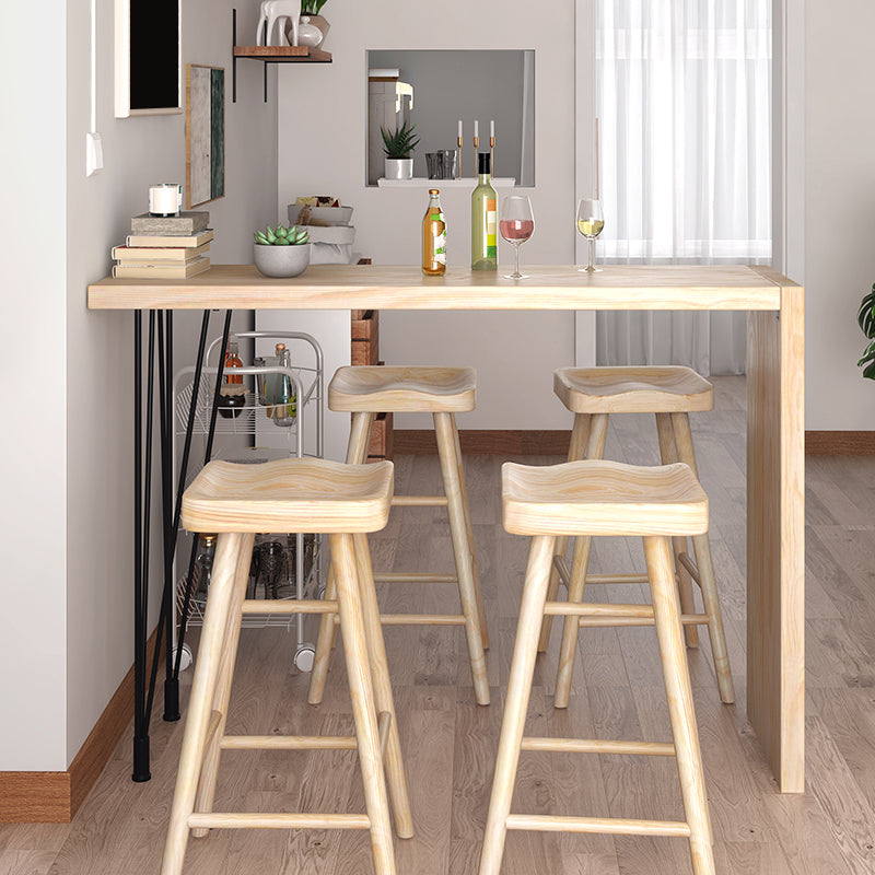 Natural Wood Counter Table with Rectangle Table Top Legs Table - 41.3" H 63"L x 15.7"W x 41.3"H Without Chairs Clearhalo 'Bar Furniture' 'Bar Tables' 'bar_tables' 'furn' 'furn_bar_tables' 'Furniture' 'furniture_bar_tables' 'Kitchen & Dining Furniture' 4620004
