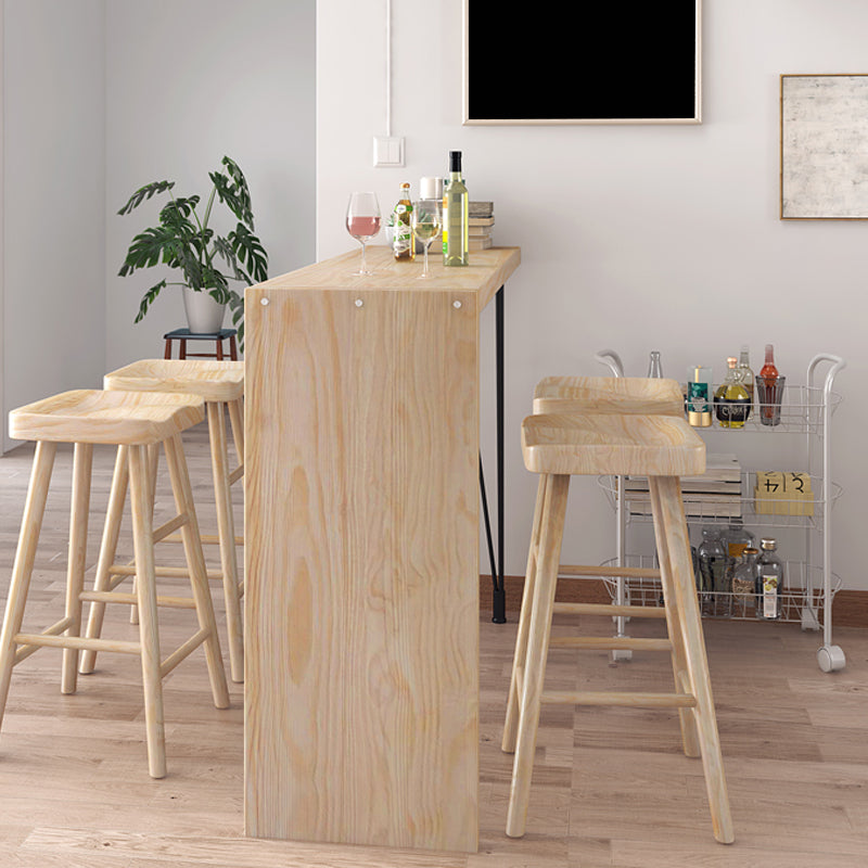 Natural Wood Counter Table with Rectangle Table Top Legs Table - 41.3" H 47.2"L x 15.7"W x 41.3"H Without Chairs Clearhalo 'Bar Furniture' 'Bar Tables' 'bar_tables' 'furn' 'furn_bar_tables' 'Furniture' 'furniture_bar_tables' 'Kitchen & Dining Furniture' 4620006