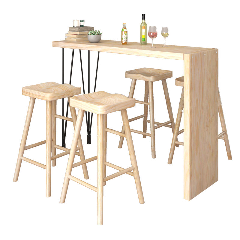 Natural Wood Counter Table with Rectangle Table Top Legs Table - 41.3" H 39.4"L x 15.7"W x 41.3"H Without Chairs Clearhalo 'Bar Furniture' 'Bar Tables' 'bar_tables' 'furn' 'furn_bar_tables' 'Furniture' 'furniture_bar_tables' 'Kitchen & Dining Furniture' 4620007