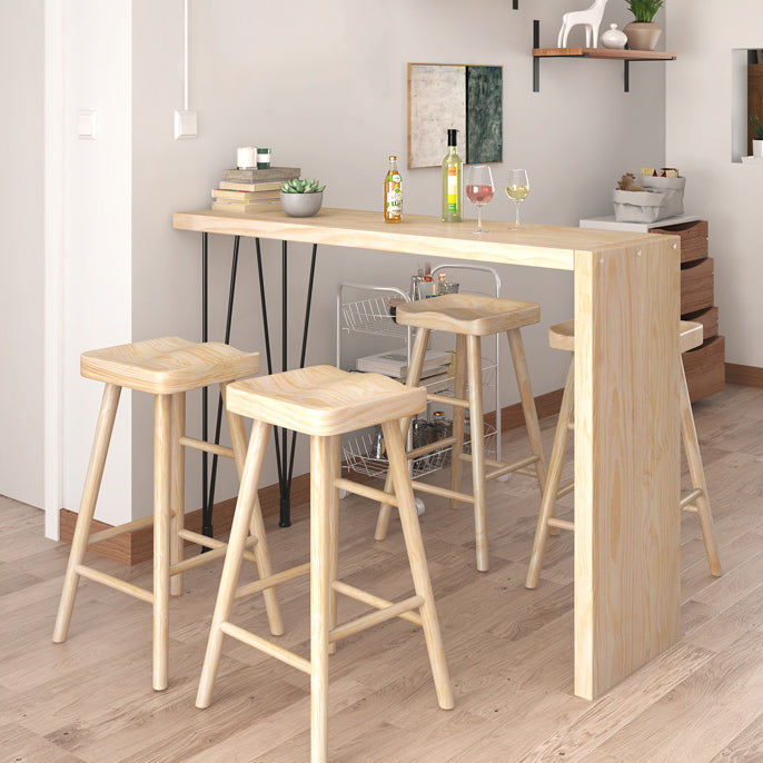 Natural Wood Counter Table with Rectangle Table Top Legs Table - 41.3" H Clearhalo 'Bar Furniture' 'Bar Tables' 'bar_tables' 'furn' 'furn_bar_tables' 'Furniture' 'furniture_bar_tables' 'Kitchen & Dining Furniture' 4620012