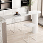 Modern Marble Bistro Table with Specialty Table Top Double Pedestal Table- 41.3" H 70.9"L x 15.7"W x 41.3"H White Without Chairs Clearhalo 'Bar Furniture' 'Bar Tables' 'bar_tables' 'furn' 'furn_bar_tables' 'Furniture' 'furniture_bar_tables' 'Kitchen & Dining Furniture' 4620037