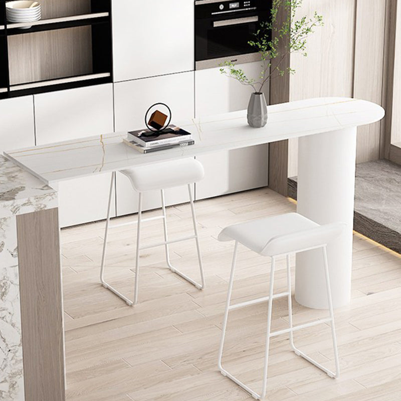 Modern Marble Bistro Table with Specialty Table Top Double Pedestal Table- 41.3" H 70.9"L x 15.7"W x 41.3"H White Without Chairs Clearhalo 'Bar Furniture' 'Bar Tables' 'bar_tables' 'furn' 'furn_bar_tables' 'Furniture' 'furniture_bar_tables' 'Kitchen & Dining Furniture' 4620037