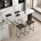Modern Marble Bistro Table with Specialty Table Top Double Pedestal Table- 41.3" H White-Black Without Chairs Clearhalo 'Bar Furniture' 'Bar Tables' 'bar_tables' 'furn' 'furn_bar_tables' 'Furniture' 'furniture_bar_tables' 'Kitchen & Dining Furniture' 4620039