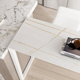 Modern Marble Bistro Table with Specialty Table Top Double Pedestal Table- 41.3" H Clearhalo 'Bar Furniture' 'Bar Tables' 'bar_tables' 'furn' 'furn_bar_tables' 'Furniture' 'furniture_bar_tables' 'Kitchen & Dining Furniture' 4620041