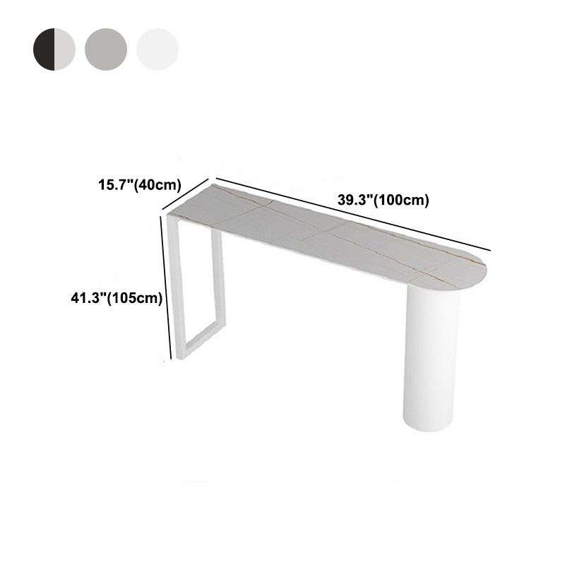 Modern Marble Bistro Table with Specialty Table Top Double Pedestal Table- 41.3" H Clearhalo 'Bar Furniture' 'Bar Tables' 'bar_tables' 'furn' 'furn_bar_tables' 'Furniture' 'furniture_bar_tables' 'Kitchen & Dining Furniture' 4620043