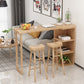 Modern Wood Pub Table with Rectangle Table Top Double Pedestal Table- 41.3" H Natural Without Chairs Clearhalo 'Bar Furniture' 'Bar Tables' 'bar_tables' 'furn' 'furn_bar_tables' 'Furniture' 'furniture_bar_tables' 'Kitchen & Dining Furniture' 4620066