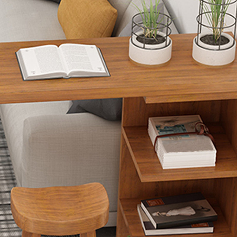 Modern Wood Pub Table with Rectangle Table Top Double Pedestal Table- 41.3" H Clearhalo 'Bar Furniture' 'Bar Tables' 'bar_tables' 'furn' 'furn_bar_tables' 'Furniture' 'furniture_bar_tables' 'Kitchen & Dining Furniture' 4620072