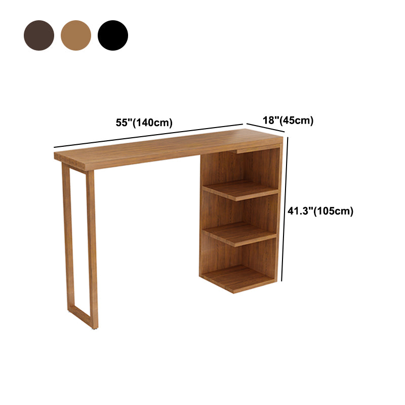 Modern Wood Pub Table with Rectangle Table Top Double Pedestal Table- 41.3" H Clearhalo 'Bar Furniture' 'Bar Tables' 'bar_tables' 'furn' 'furn_bar_tables' 'Furniture' 'furniture_bar_tables' 'Kitchen & Dining Furniture' 4620076