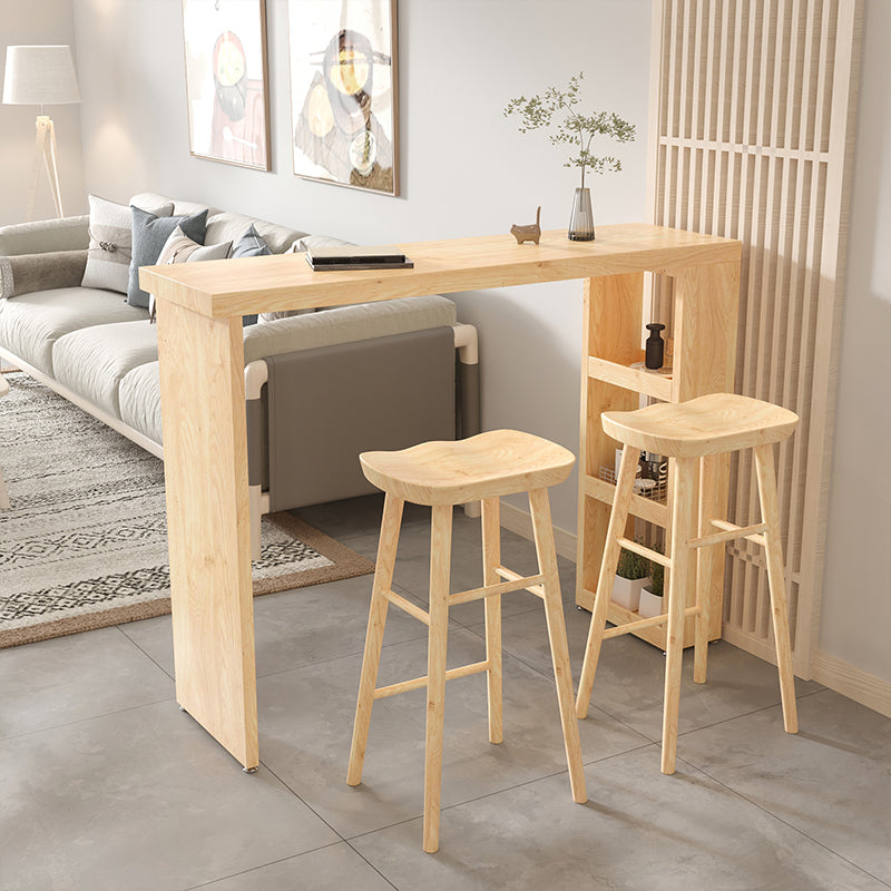 Modern Wood Hall Table with Rectangle Table Top Double Pedestal Table- 41.3" H 63"L x 15.7"W x 41.3"H Wood Without Chairs Clearhalo 'Bar Furniture' 'Bar Tables' 'bar_tables' 'furn' 'furn_bar_tables' 'Furniture' 'furniture_bar_tables' 'Kitchen & Dining Furniture' 4620083