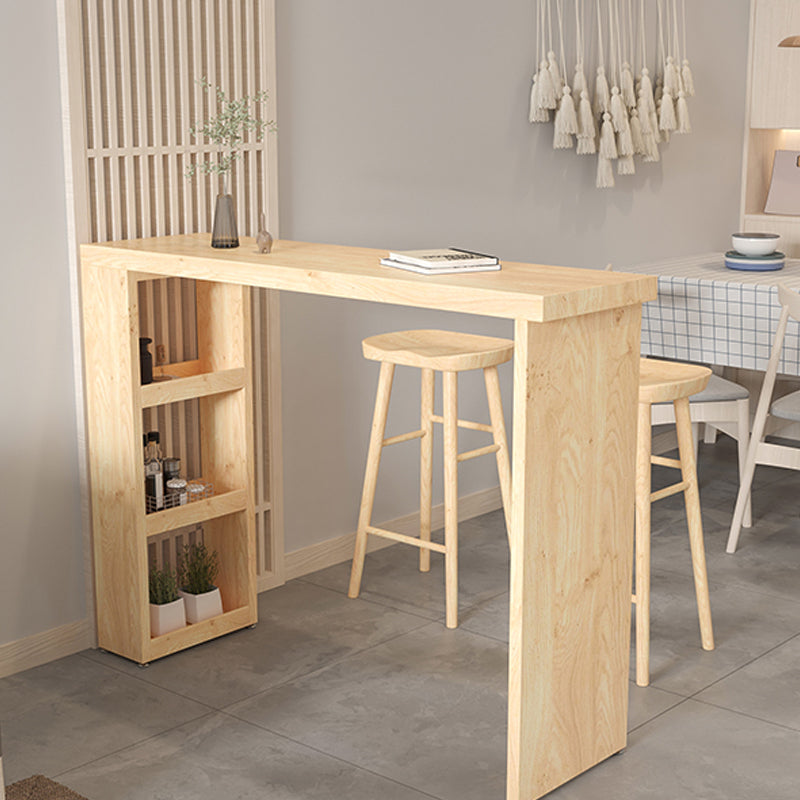 Modern Wood Hall Table with Rectangle Table Top Double Pedestal Table- 41.3" H Clearhalo 'Bar Furniture' 'Bar Tables' 'bar_tables' 'furn' 'furn_bar_tables' 'Furniture' 'furniture_bar_tables' 'Kitchen & Dining Furniture' 4620089