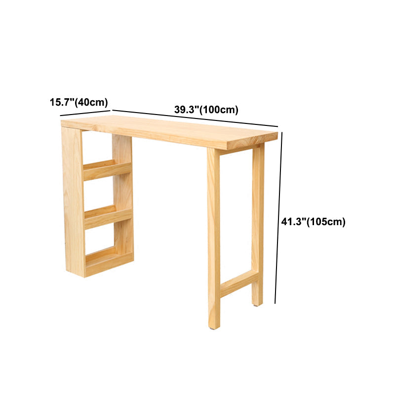 Modern Wood Hall Table with Rectangle Table Top Double Pedestal Table- 41.3" H Clearhalo 'Bar Furniture' 'Bar Tables' 'bar_tables' 'furn' 'furn_bar_tables' 'Furniture' 'furniture_bar_tables' 'Kitchen & Dining Furniture' 4620091