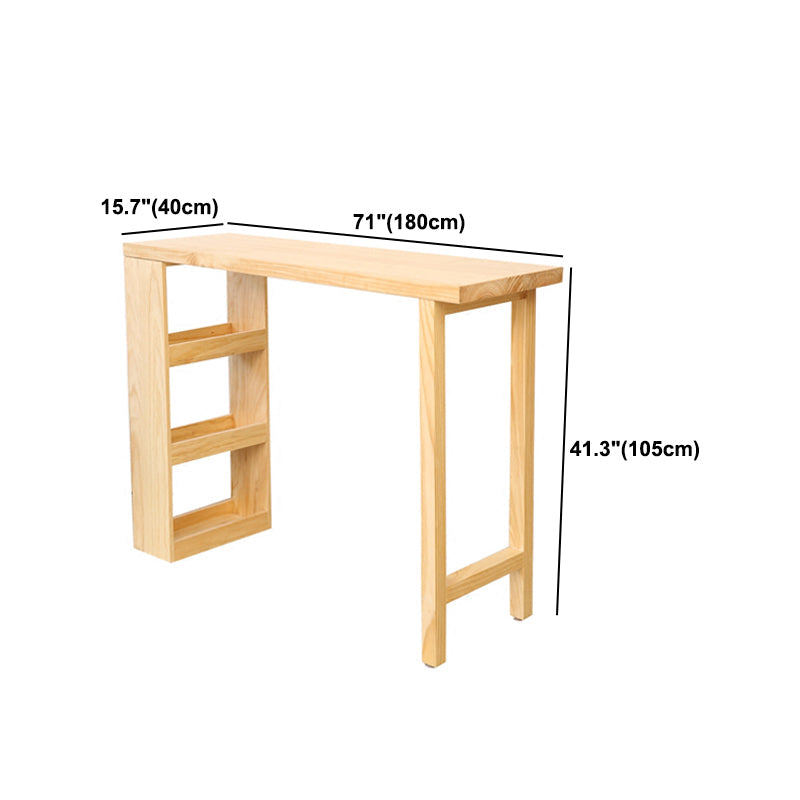 Modern Wood Hall Table with Rectangle Table Top Double Pedestal Table- 41.3" H Clearhalo 'Bar Furniture' 'Bar Tables' 'bar_tables' 'furn' 'furn_bar_tables' 'Furniture' 'furniture_bar_tables' 'Kitchen & Dining Furniture' 4620095
