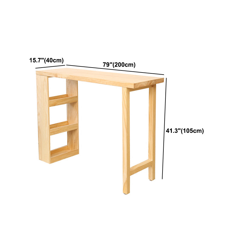 Modern Wood Hall Table with Rectangle Table Top Double Pedestal Table- 41.3" H Clearhalo 'Bar Furniture' 'Bar Tables' 'bar_tables' 'furn' 'furn_bar_tables' 'Furniture' 'furniture_bar_tables' 'Kitchen & Dining Furniture' 4620096