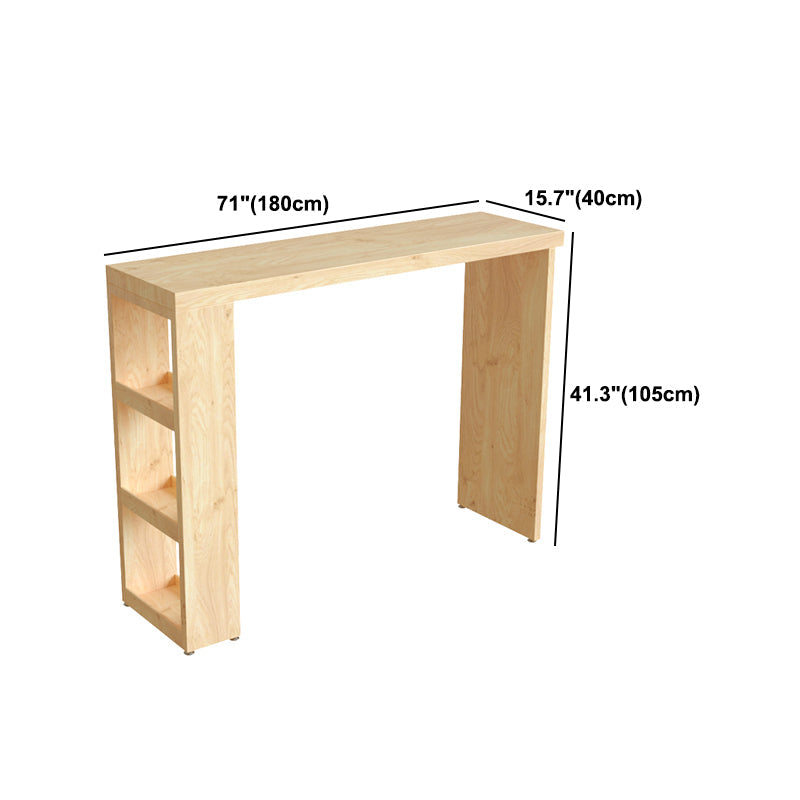 Modern Wood Hall Table with Rectangle Table Top Double Pedestal Table- 41.3" H Clearhalo 'Bar Furniture' 'Bar Tables' 'bar_tables' 'furn' 'furn_bar_tables' 'Furniture' 'furniture_bar_tables' 'Kitchen & Dining Furniture' 4620101