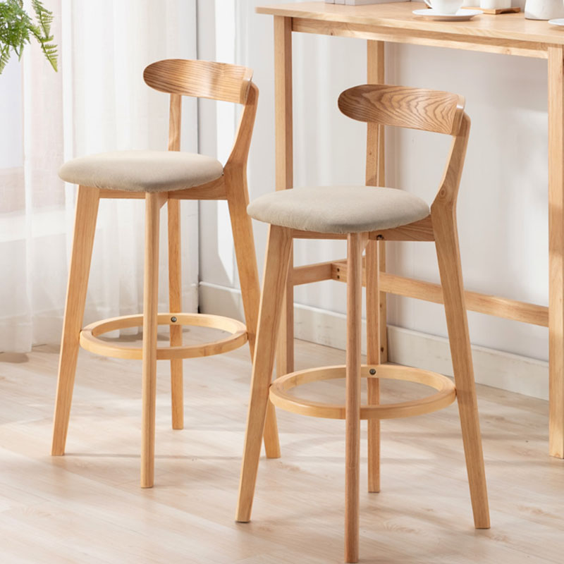 Natural Wood Upholstered Counter Stools Scandinavian Footrest Bar Stools Clearhalo 'Bar Furniture' 'Bar Stools' 'bar_stools' 'furn' 'furn_bar_stools' 'furniture_bar_stools' 'Kitchen & Dining Furniture' 'kitchen&dining_furn' 'kitchen' 'kitchen_furn' Furniture' 4620157