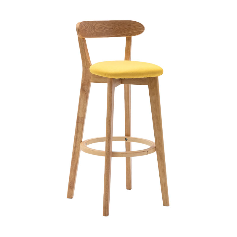 Natural Wood Upholstered Counter Stools Scandinavian Footrest Bar Stools Yellow 1 Piece Clearhalo 'Bar Furniture' 'Bar Stools' 'bar_stools' 'furn' 'furn_bar_stools' 'furniture_bar_stools' 'Kitchen & Dining Furniture' 'kitchen&dining_furn' 'kitchen' 'kitchen_furn' Furniture' 4620158