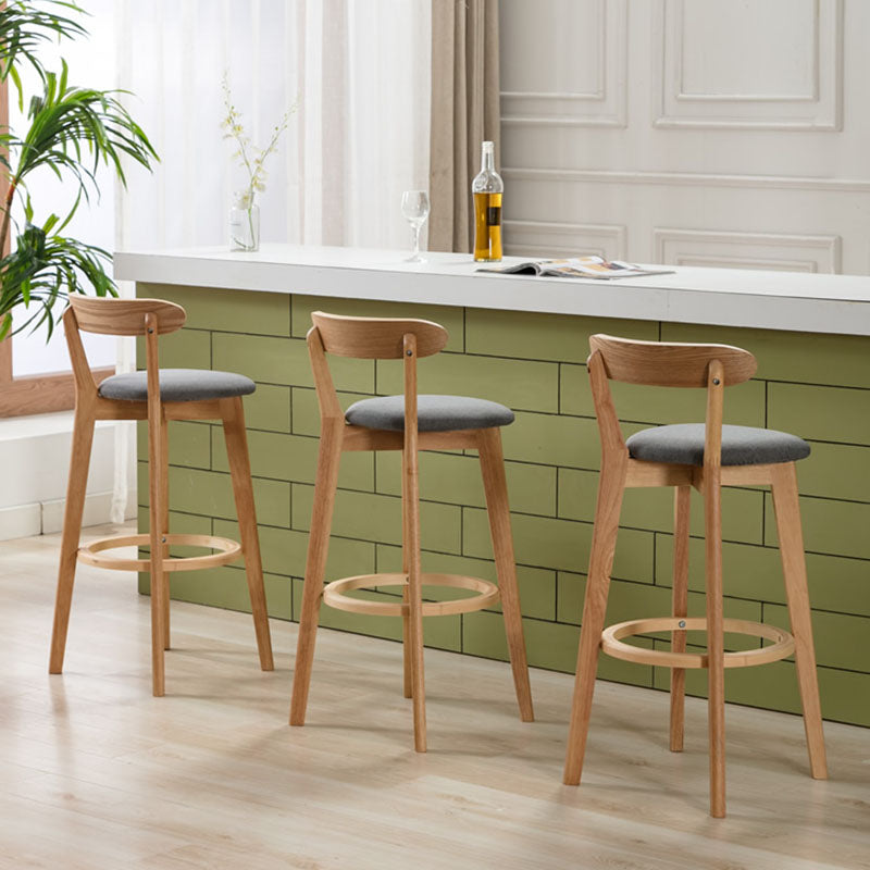 Natural Wood Upholstered Counter Stools Scandinavian Footrest Bar Stools Clearhalo 'Bar Furniture' 'Bar Stools' 'bar_stools' 'furn' 'furn_bar_stools' 'furniture_bar_stools' 'Kitchen & Dining Furniture' 'kitchen&dining_furn' 'kitchen' 'kitchen_furn' Furniture' 4620160