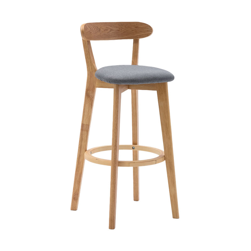 Natural Wood Upholstered Counter Stools Scandinavian Footrest Bar Stools Smoke Gray 1 Piece Clearhalo 'Bar Furniture' 'Bar Stools' 'bar_stools' 'furn' 'furn_bar_stools' 'furniture_bar_stools' 'Kitchen & Dining Furniture' 'kitchen&dining_furn' 'kitchen' 'kitchen_furn' Furniture' 4620161