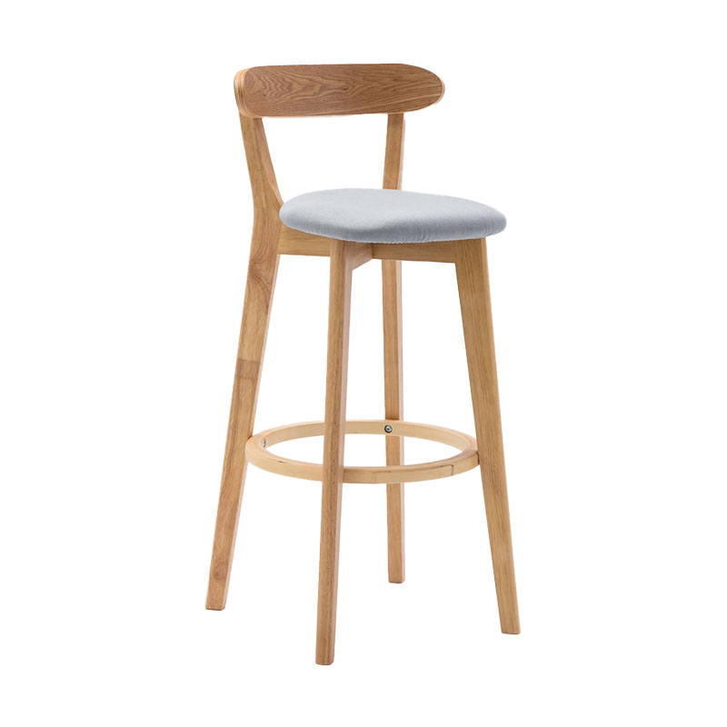 Natural Wood Upholstered Counter Stools Scandinavian Footrest Bar Stools Light Gray 1 Piece Clearhalo 'Bar Furniture' 'Bar Stools' 'bar_stools' 'furn' 'furn_bar_stools' 'furniture_bar_stools' 'Kitchen & Dining Furniture' 'kitchen&dining_furn' 'kitchen' 'kitchen_furn' Furniture' 4620167