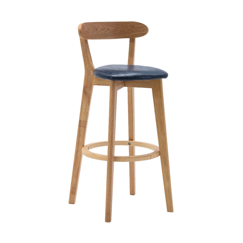 Natural Wood Upholstered Counter Stools Scandinavian Footrest Bar Stools Dark Blue 1 Piece Clearhalo 'Bar Furniture' 'Bar Stools' 'bar_stools' 'furn' 'furn_bar_stools' 'furniture_bar_stools' 'Kitchen & Dining Furniture' 'kitchen&dining_furn' 'kitchen' 'kitchen_furn' Furniture' 4620169
