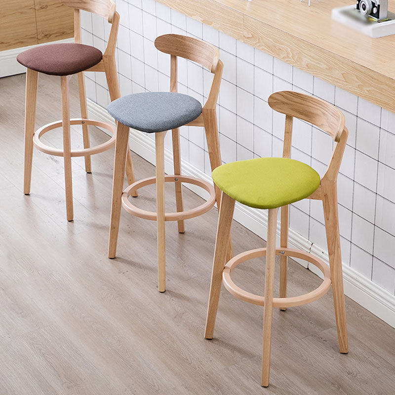 Natural Wood Upholstered Counter Stools Scandinavian Footrest Bar Stools Clearhalo 'Bar Furniture' 'Bar Stools' 'bar_stools' 'furn' 'furn_bar_stools' 'furniture_bar_stools' 'Kitchen & Dining Furniture' 'kitchen&dining_furn' 'kitchen' 'kitchen_furn' Furniture' 4620172