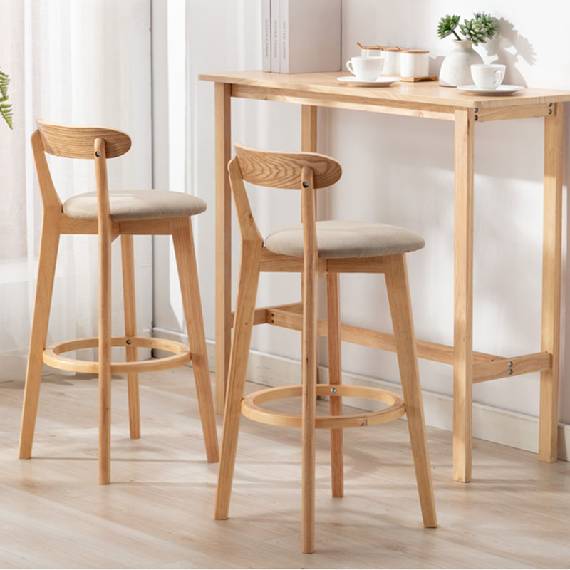 Natural Wood Upholstered Counter Stools Scandinavian Footrest Bar Stools Clearhalo 'Bar Furniture' 'Bar Stools' 'bar_stools' 'furn' 'furn_bar_stools' 'furniture_bar_stools' 'Kitchen & Dining Furniture' 'kitchen&dining_furn' 'kitchen' 'kitchen_furn' Furniture' 4620173